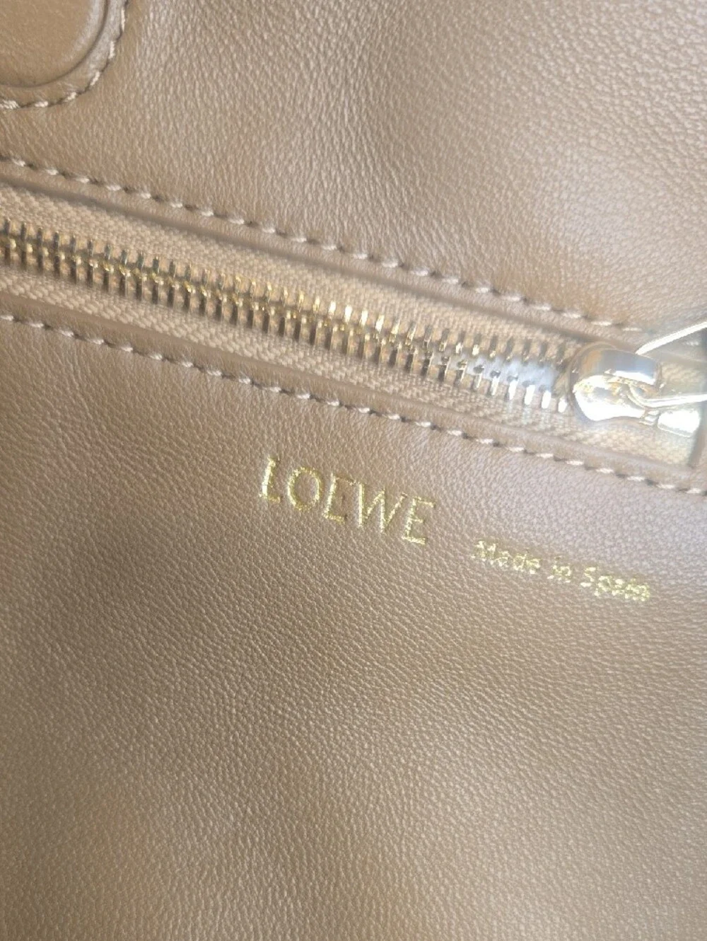Loewe Camel Tan Leather & Suede Hobo with Gold Chain